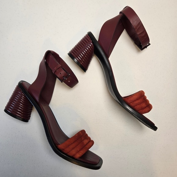 Mercedes Castillo Hiru Ankle Strap Block Heel Leather Sandals US 6.5/ EU 36.5 - Picture 2 of 10